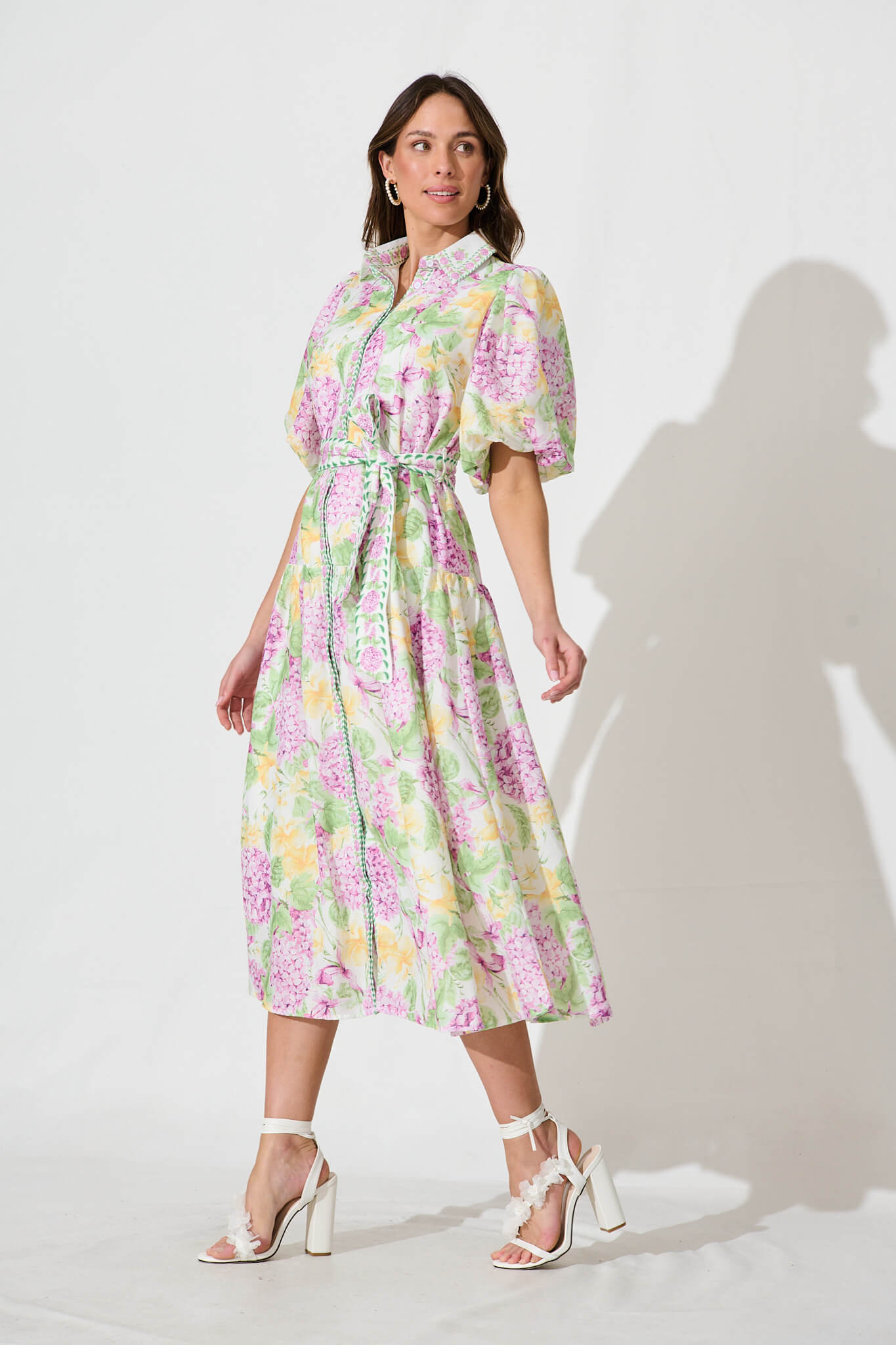 Lovelife Maxi Shirt Dress in Lilac Multi Floral Linen Blend