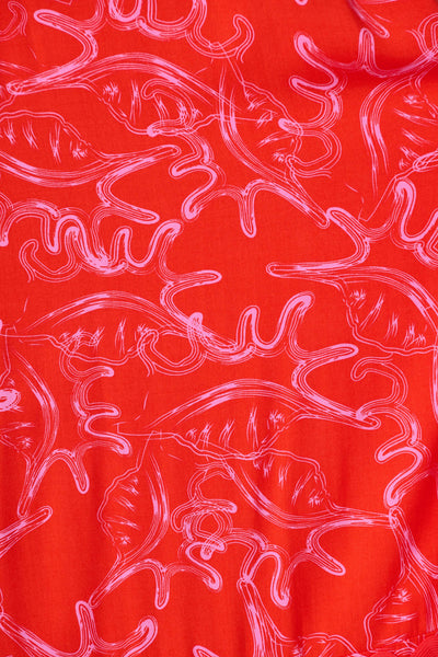 Nightbloom Maxi Sundress In Red Print With Ric Rac Trim