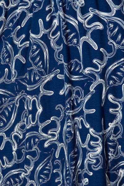 Mora Maxi Sundress In Navy Print Ric Rac Trim