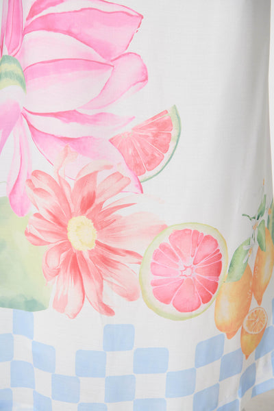 Vandalia Maxi Sundress In White With Multi Linen Blend