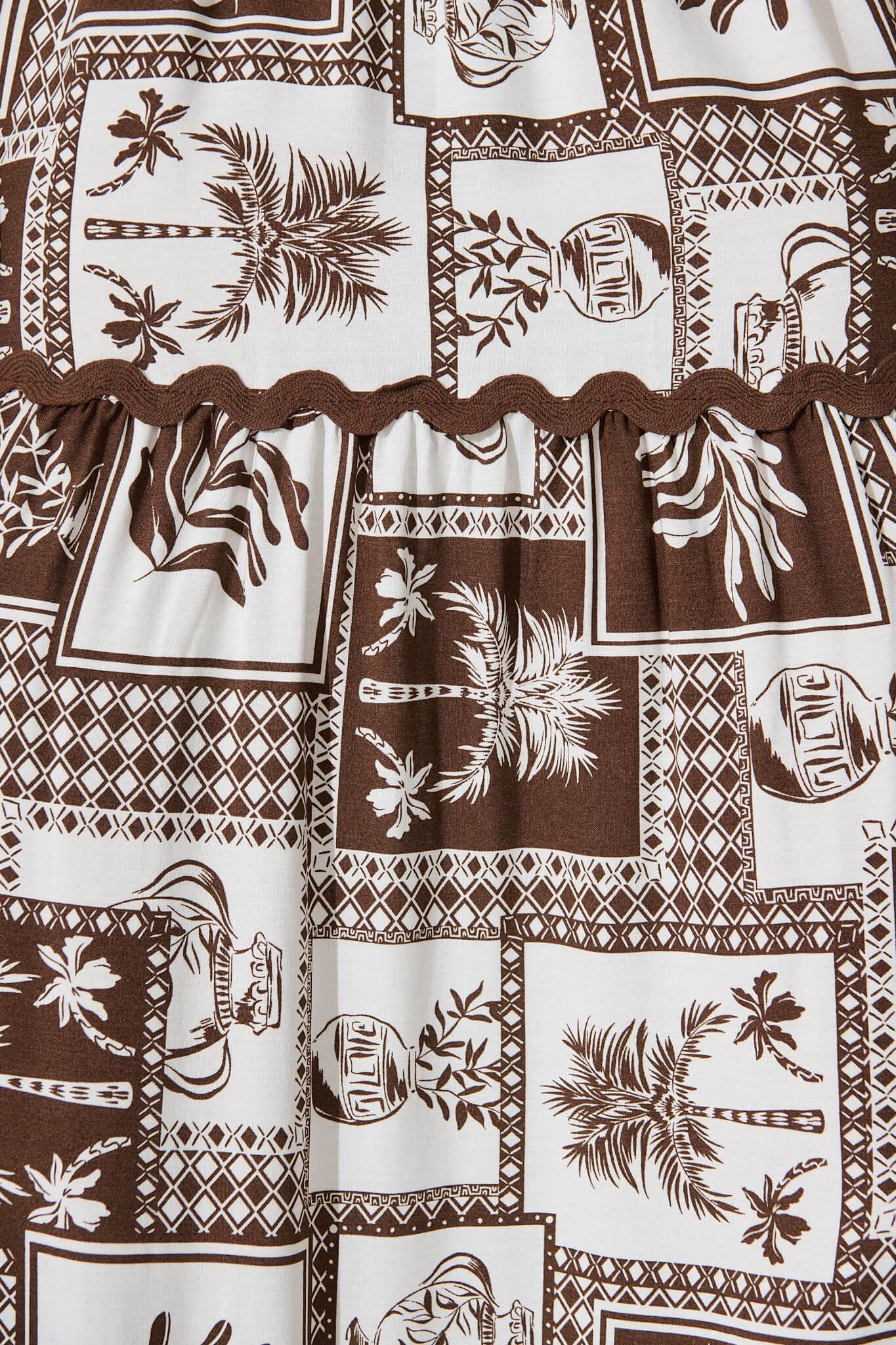First Kiss Maxi Sundress In Chocolate Tile With Ric Rac Trim