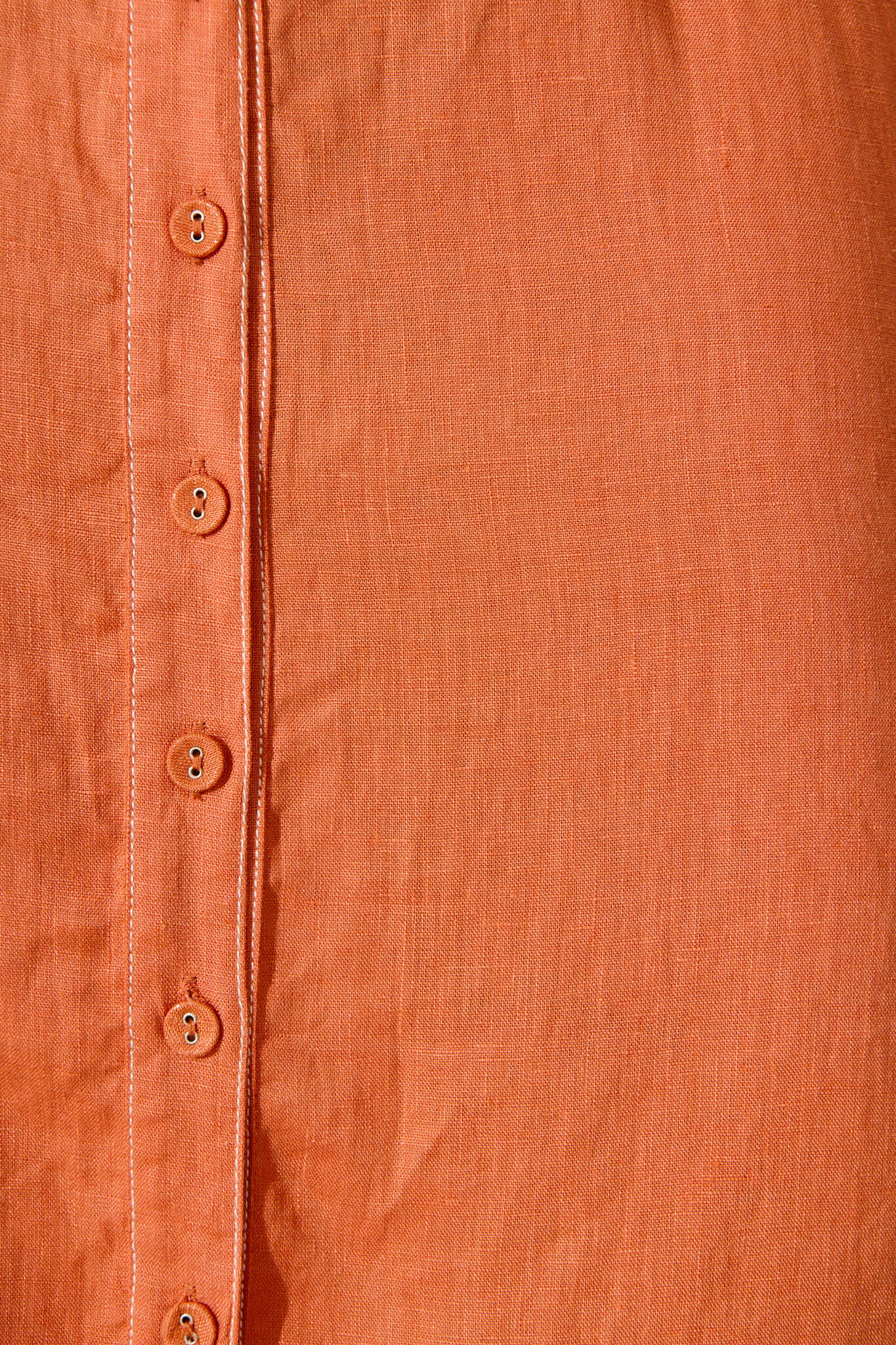 Christiana Maxi Shirt Dress In Rust Linen