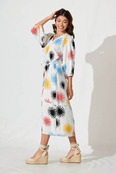 Hinsdale Maxi Dress In White With Multi Print