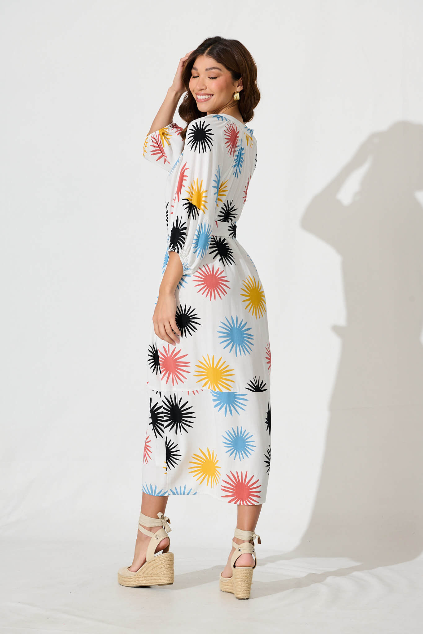 Hinsdale Maxi Dress In White With Multi Print