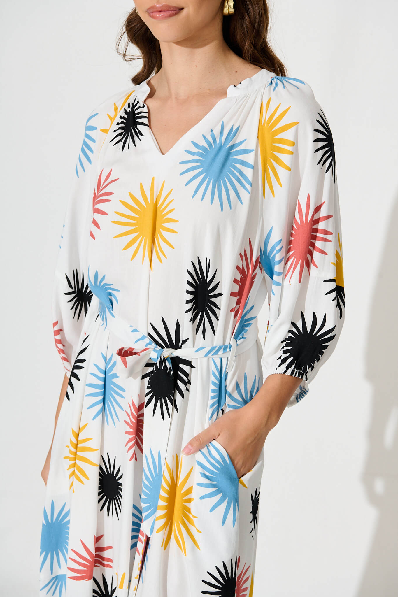 Hinsdale Maxi Dress In White With Multi Print