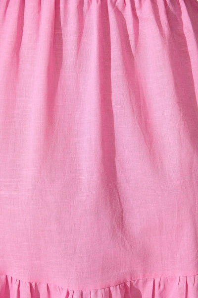 Elyria Maxi Dress In Pink Cotton Linen Blend