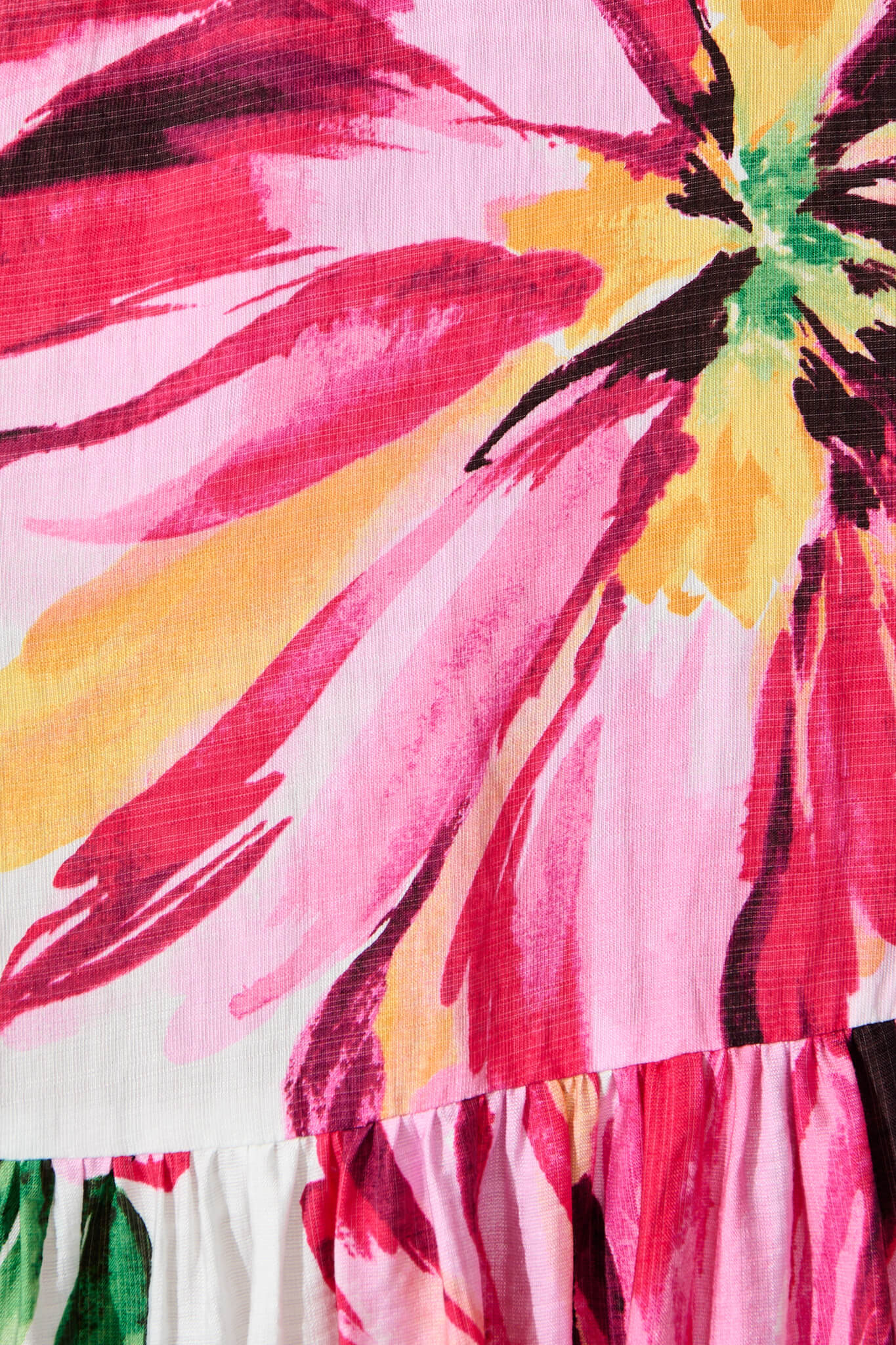 Cera Maxi Shirt Dress In White With Pink Floral