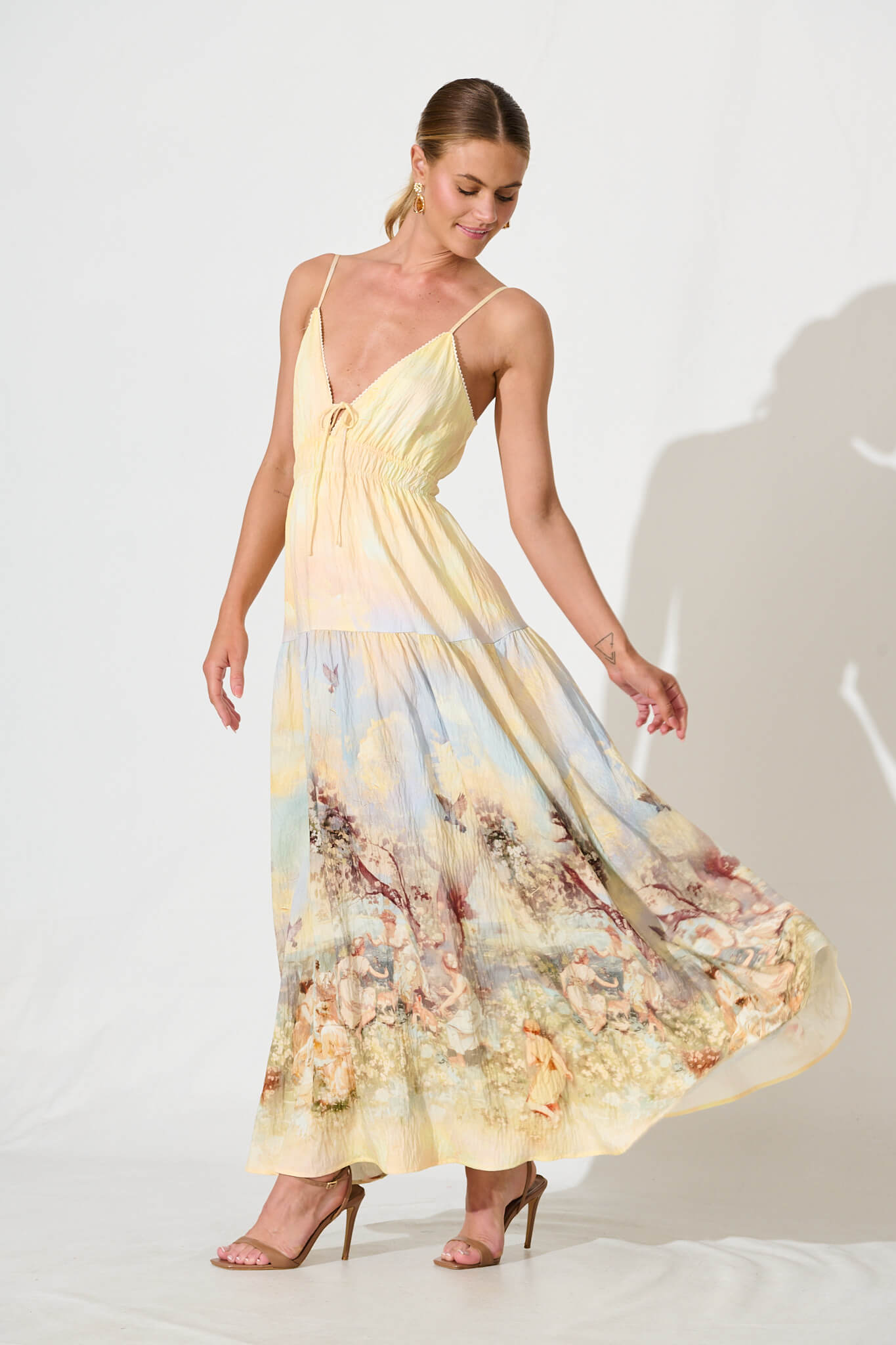 Tilda Maxi Sundress In Pastel Multi Print