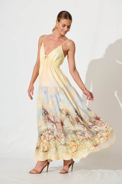 Tilda Maxi Sundress In Pastel Multi Print