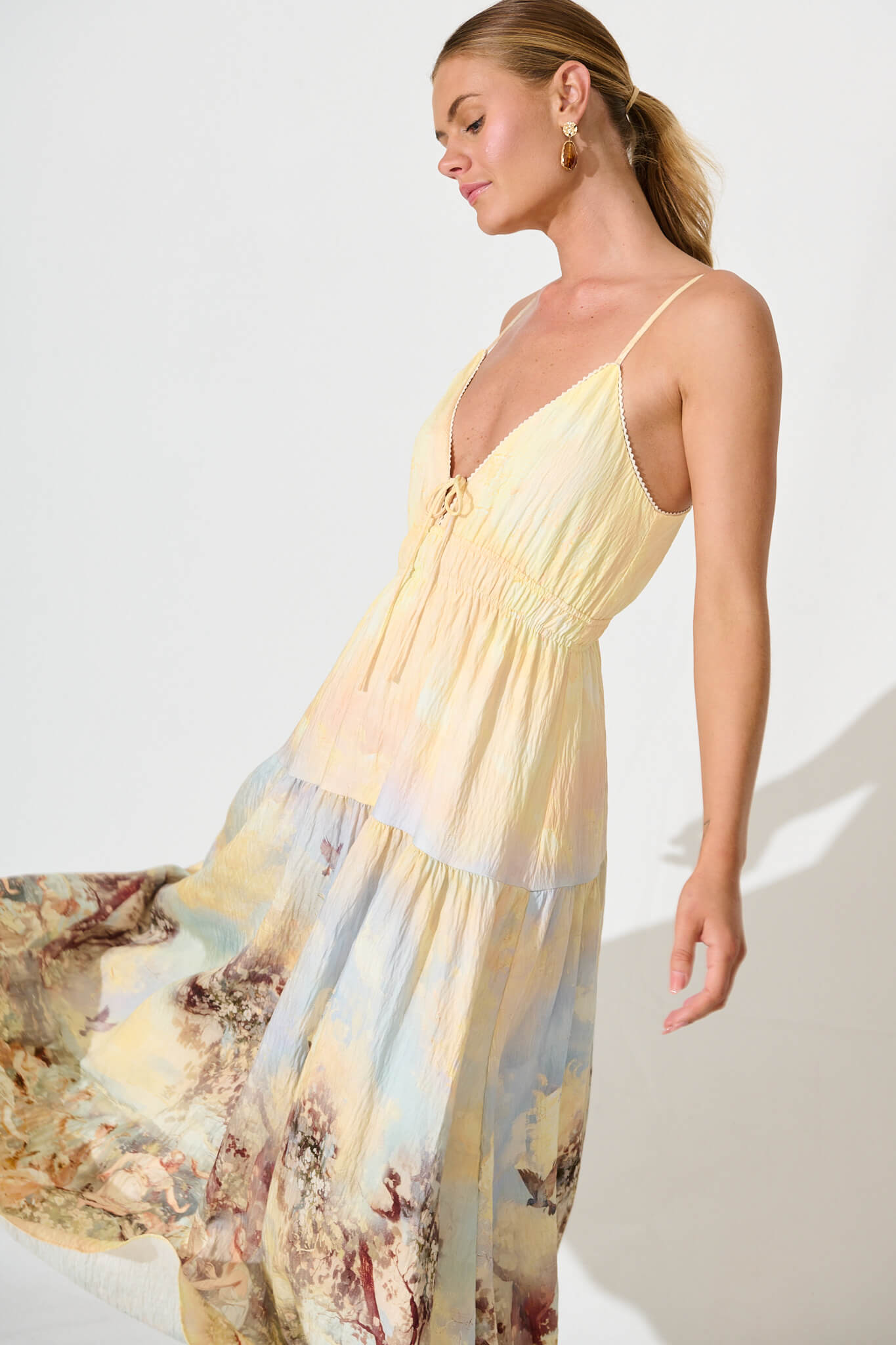 Tilda Maxi Sundress In Pastel Multi Print