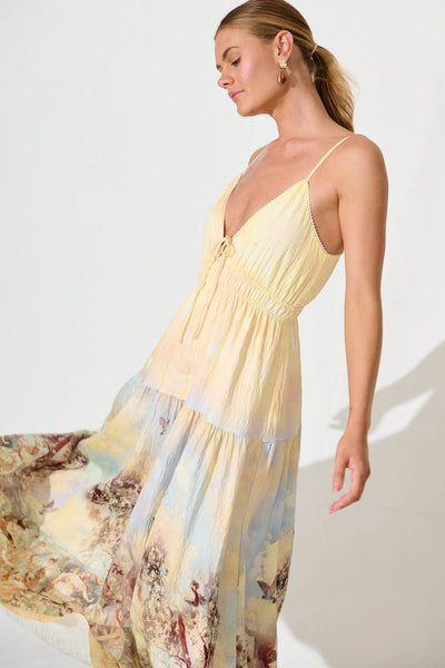 Tilda Maxi Sundress In Pastel Multi Print