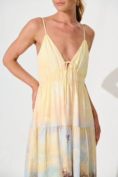 Tilda Maxi Sundress In Pastel Multi Print