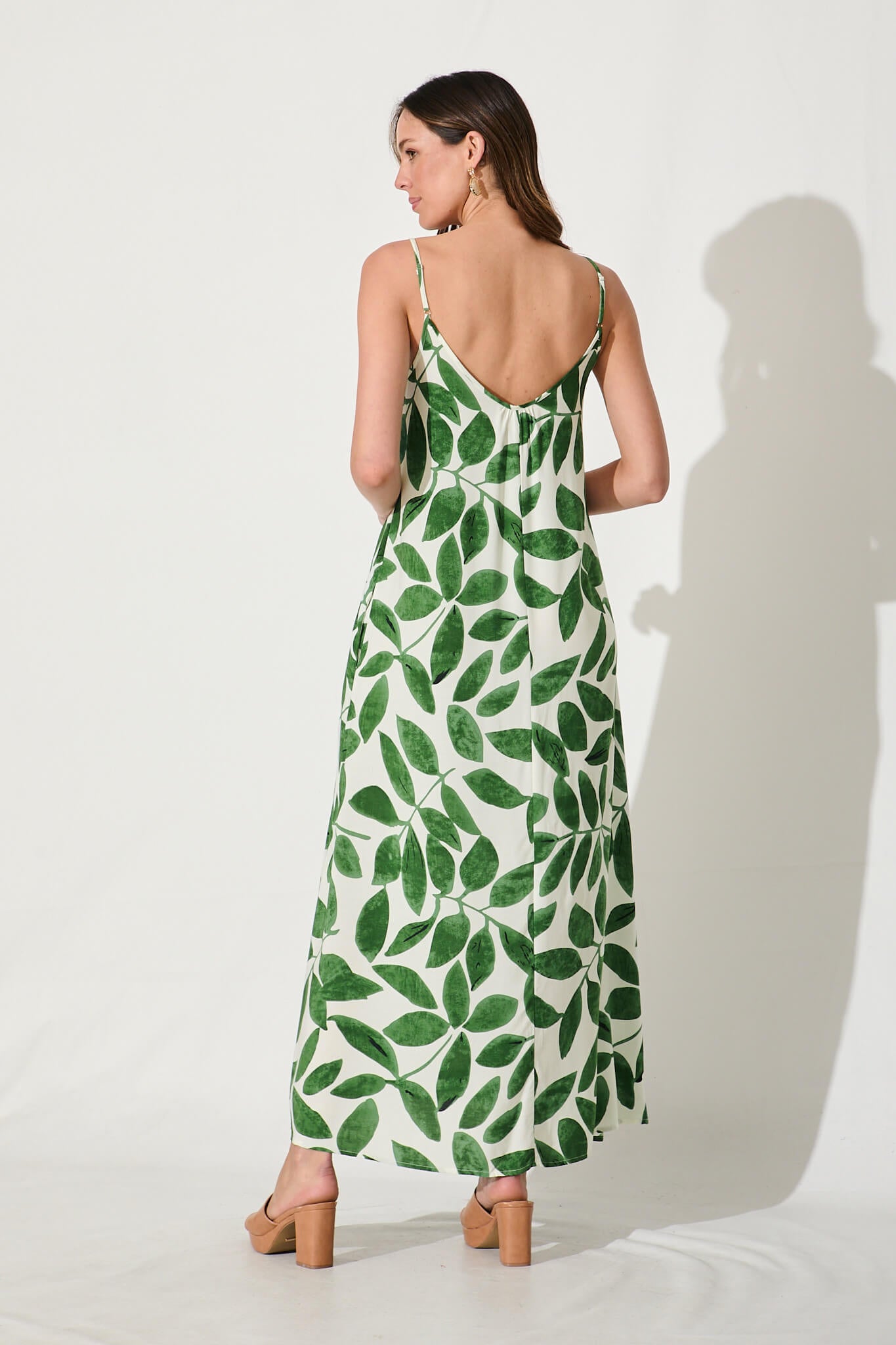 No Scrubs Maxi Dress In Cream With Green Leaf Print