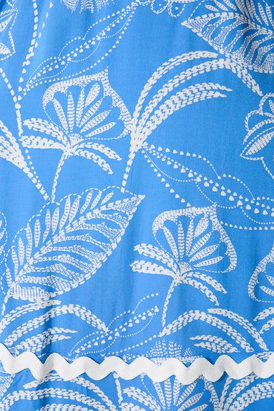 Treviso Maxi Sundress In Blue And White With Ric Rac Trim