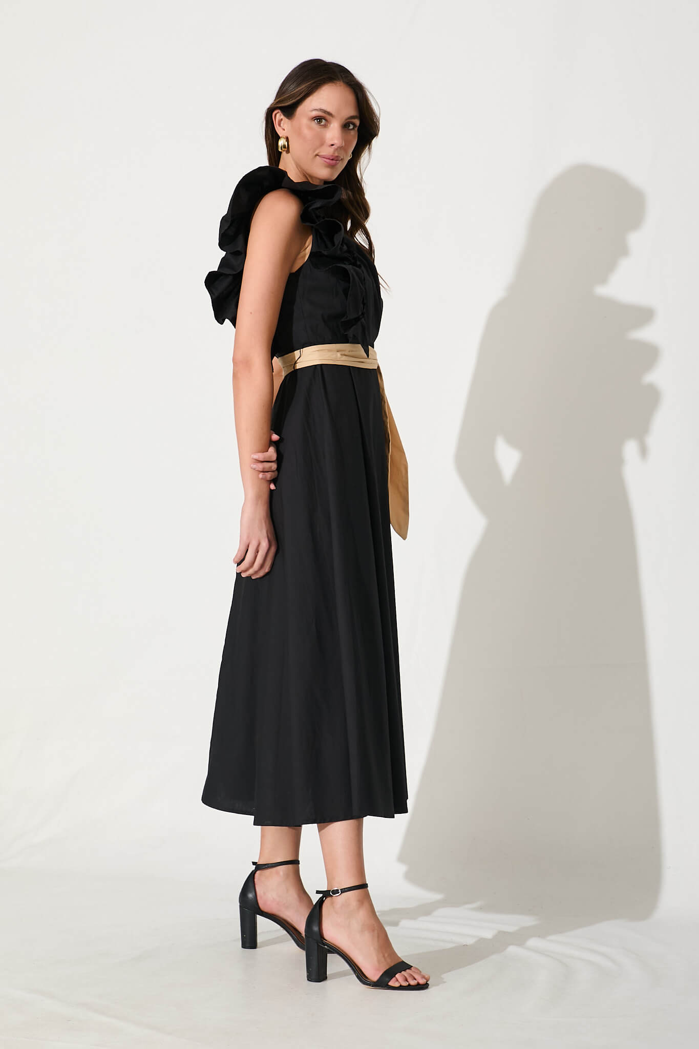 Irisa Maxi Dress in Black Cotton