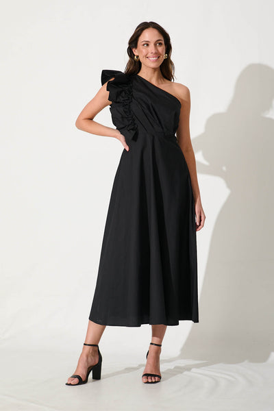 Irisa Maxi Dress in Black Cotton