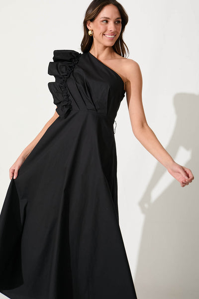 Irisa Maxi Dress in Black Cotton