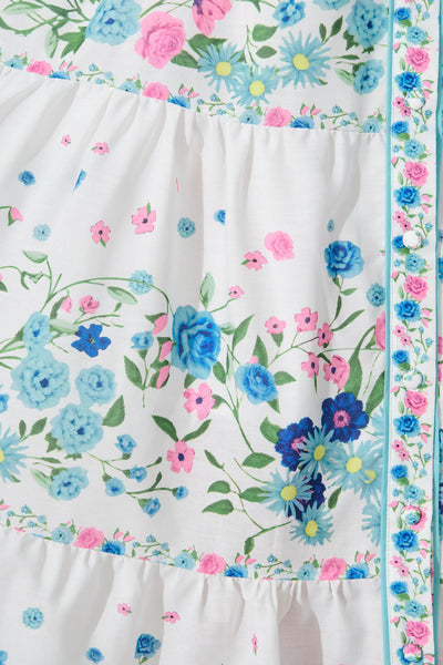 Pambula Maxi Dress In White With Pink And Blue Floral