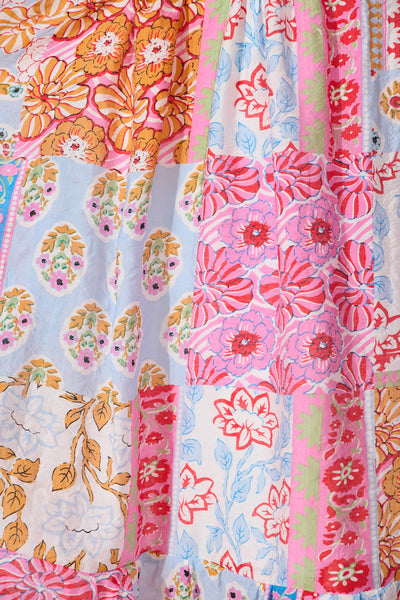 Dion Maxi Shirt Dress In Multi Patchwork Print