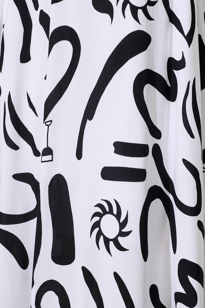 Aquila Maxi Sundress In White Print With Ric Rac Trim