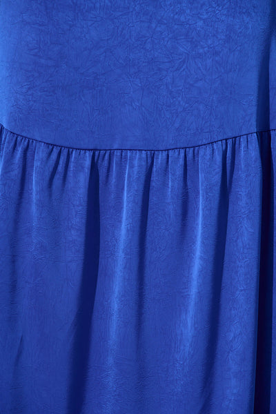 Constantine Maxi Dress In Cobalt Crinkle Satin