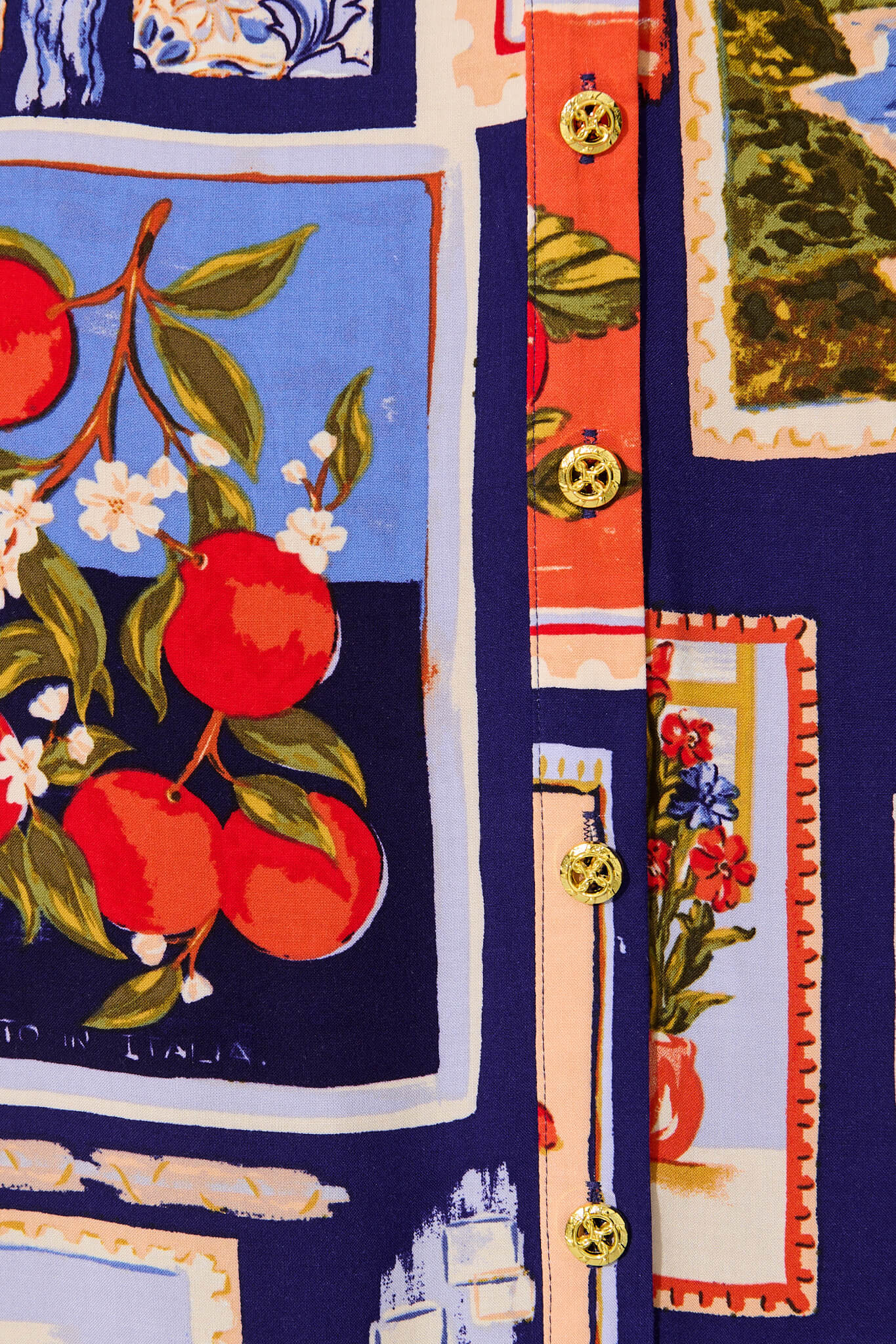 Bella Maxi Shirt Dress In Blue Multi Postcard Print