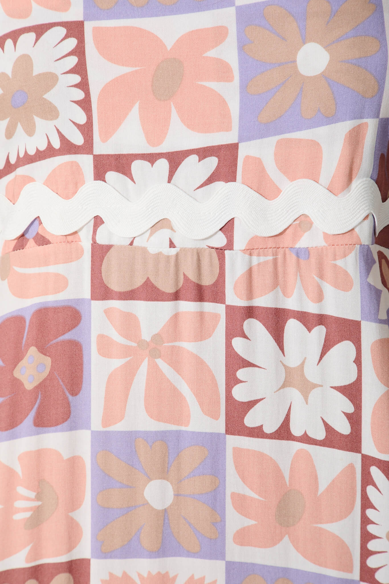 Treviso Maxi Sundress in Lilac Multi With White Ric Rac Trim