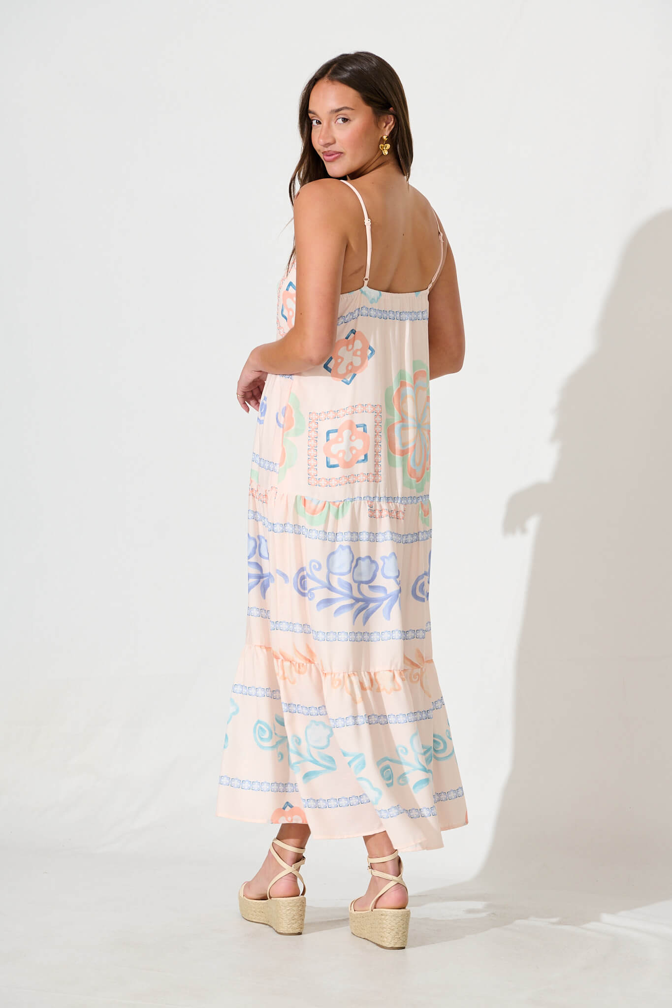 Luminara Maxi Sundress in Cream with Multi Linen Blend
