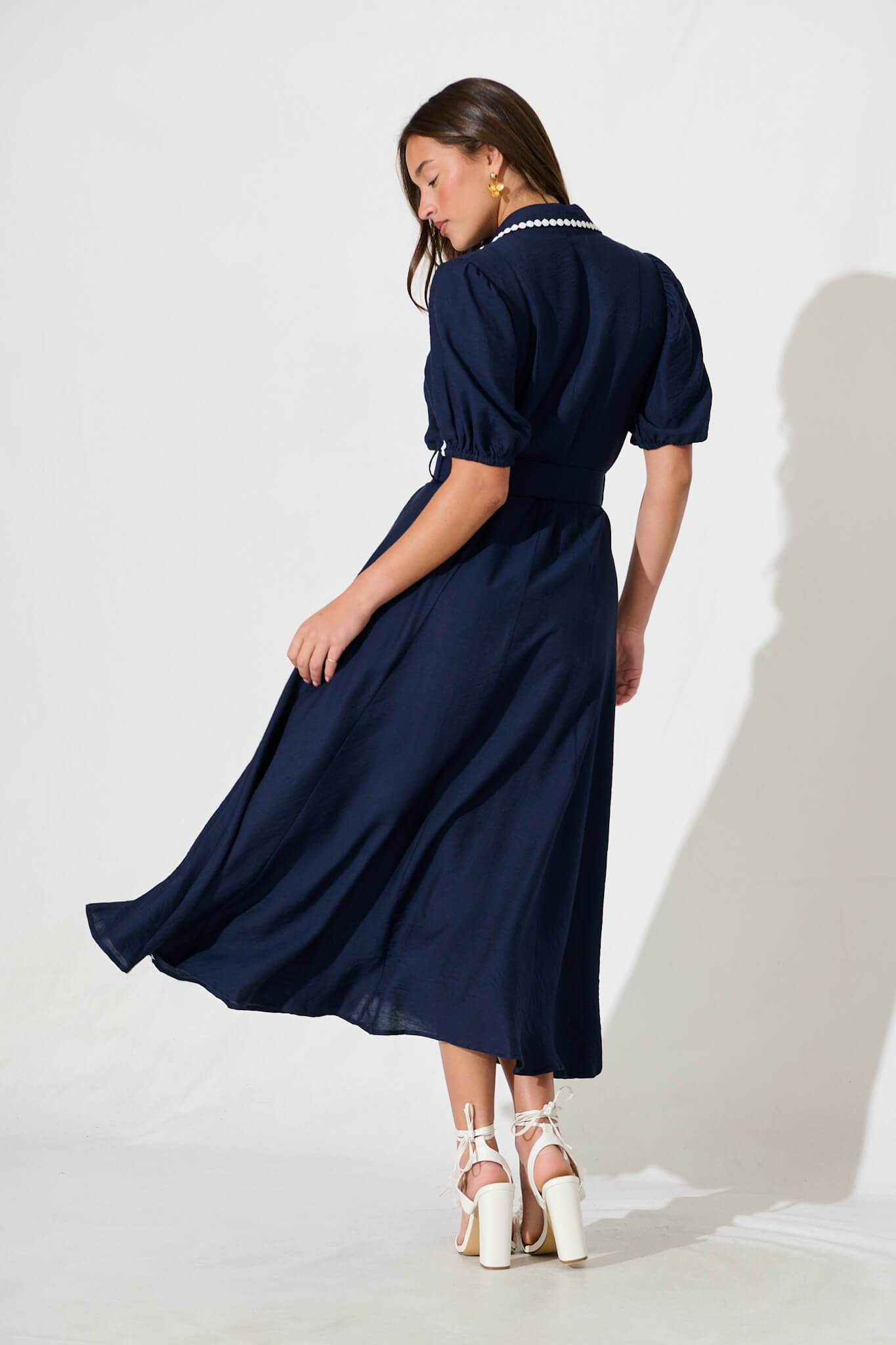 Adore Maxi Shirt Dress in Navy