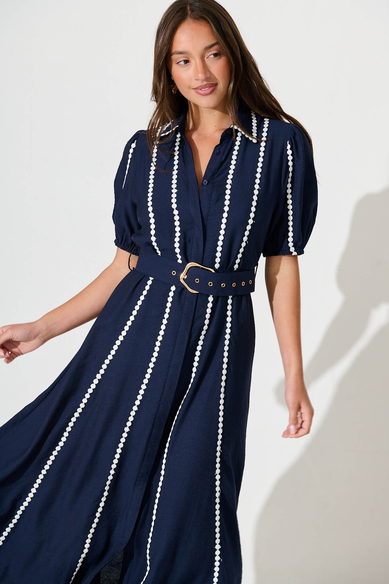 Adore Maxi Shirt Dress in Navy