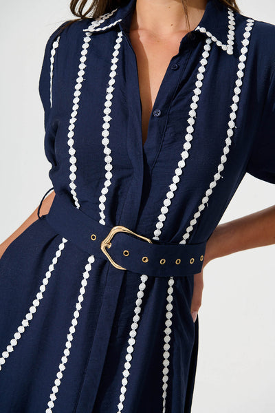 Adore Maxi Shirt Dress in Navy