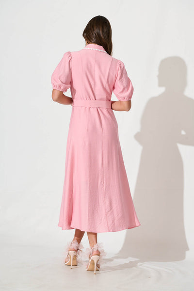 Adore Maxi Shirt Dress In Pink