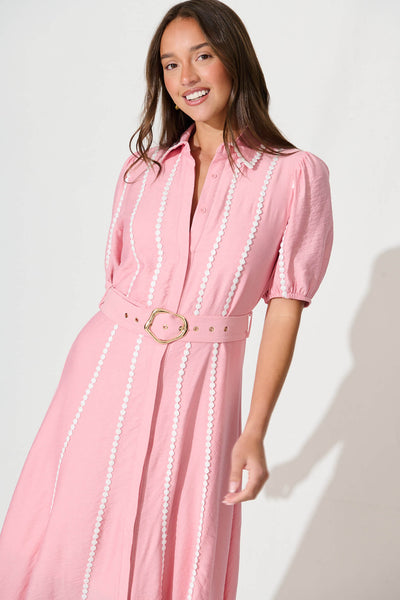 Adore Maxi Shirt Dress In Pink