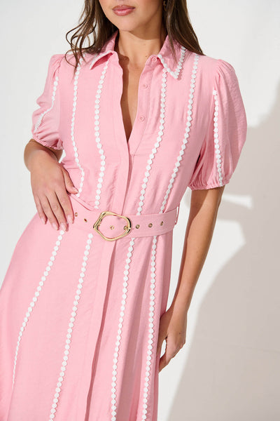 Adore Maxi Shirt Dress In Pink