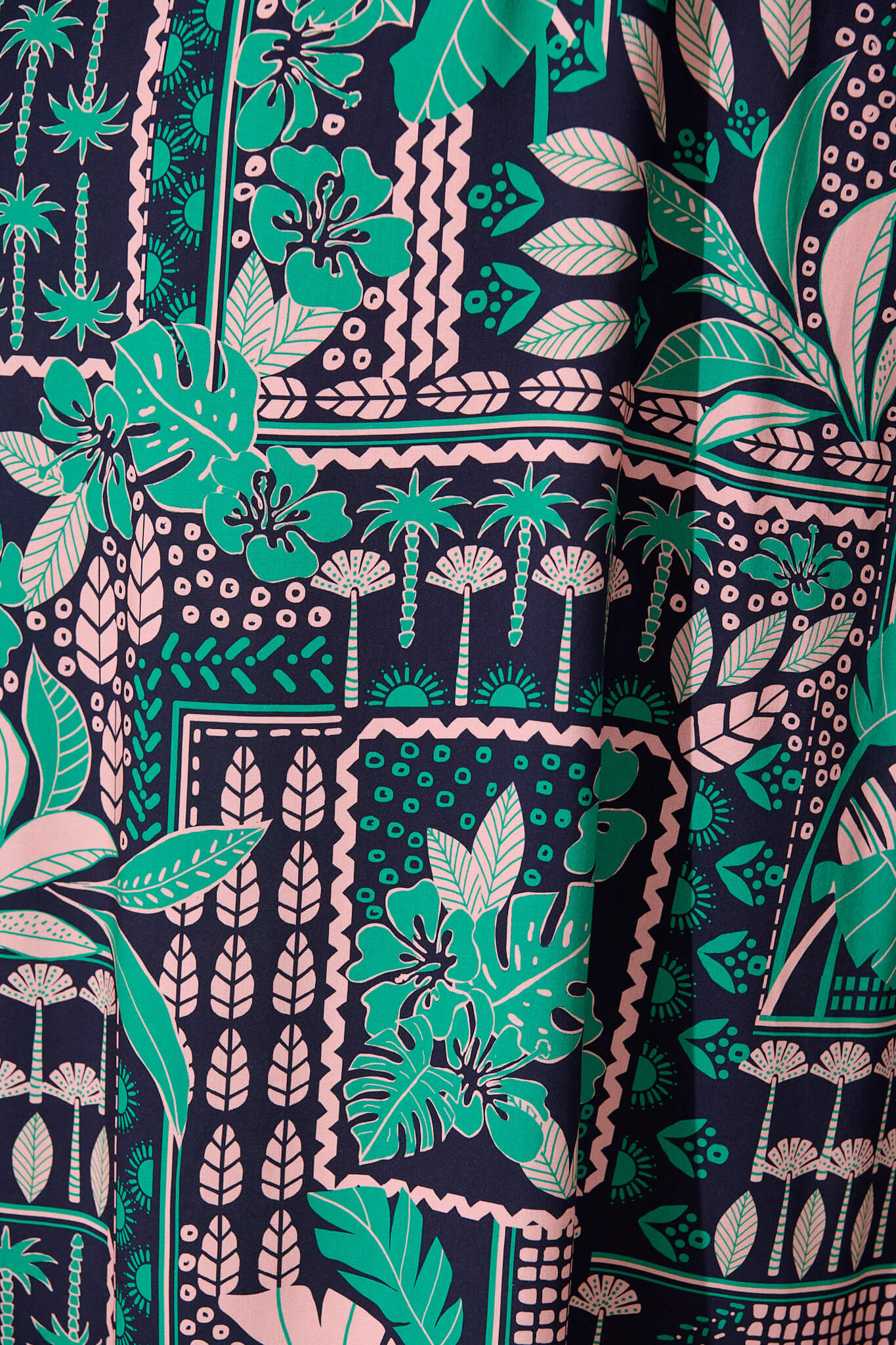 Coverdale Maxi Dress In Navy With Green And Blush Patchwork