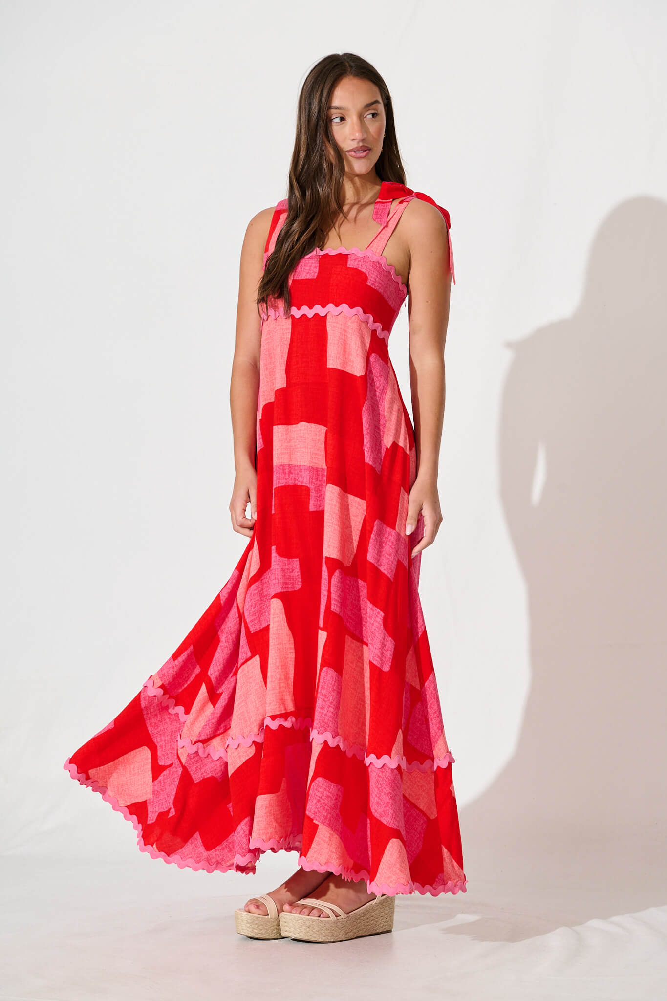 Somerset Maxi Sundress in Multi Red Print