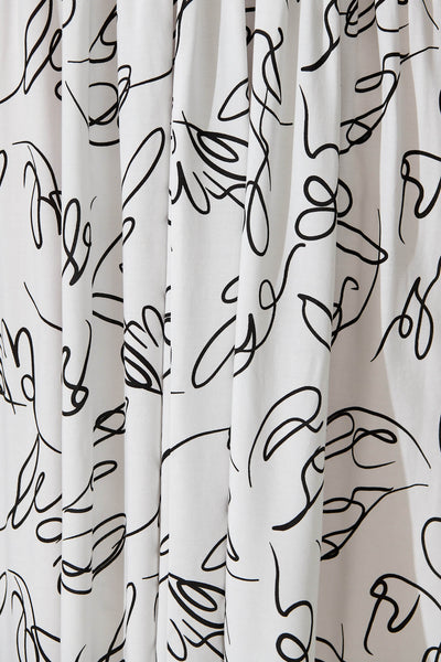 Luisa Maxi Sundress In White with Black Sketch Print
