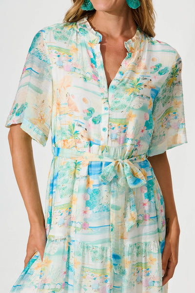 Solara Maxi Dress in Multi Pastel Tropical Print