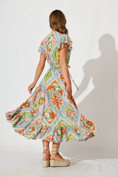 Karlene Maxi Dress In Multi Tile Print