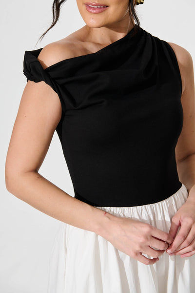 Merci Maxi Dress in Black and White Cotton