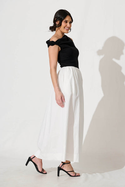 Merci Maxi Dress in Black and White Cotton