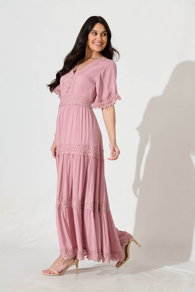 Mona Maxi Dress In Rose Pink