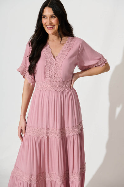 Mona Maxi Dress In Rose Pink