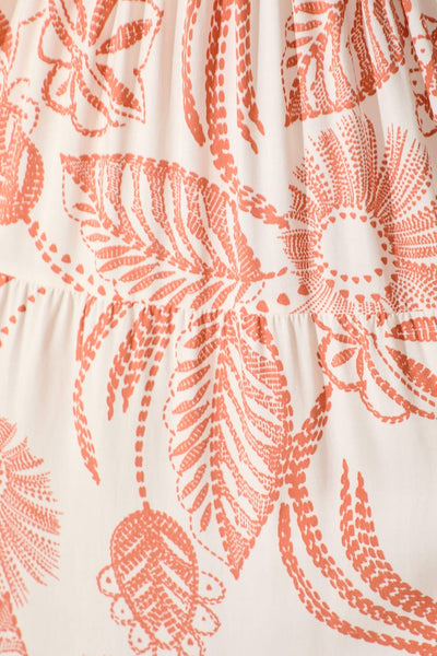 Panola Maxi Sundress in Cream with Rust Print