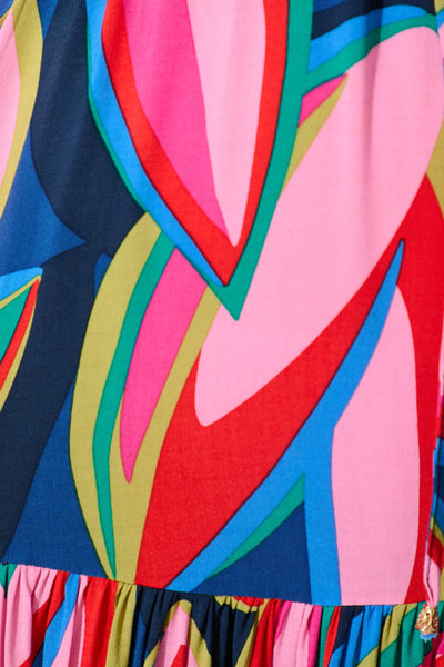 Violet Maxi Dress In Navy With Multi Print