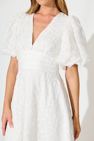 Countess Maxi Dress In White Embroidered Organza