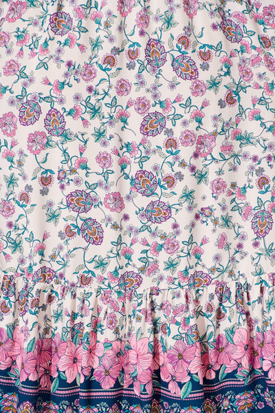 Carmella Maxi Dress in Pink and Blue Floral