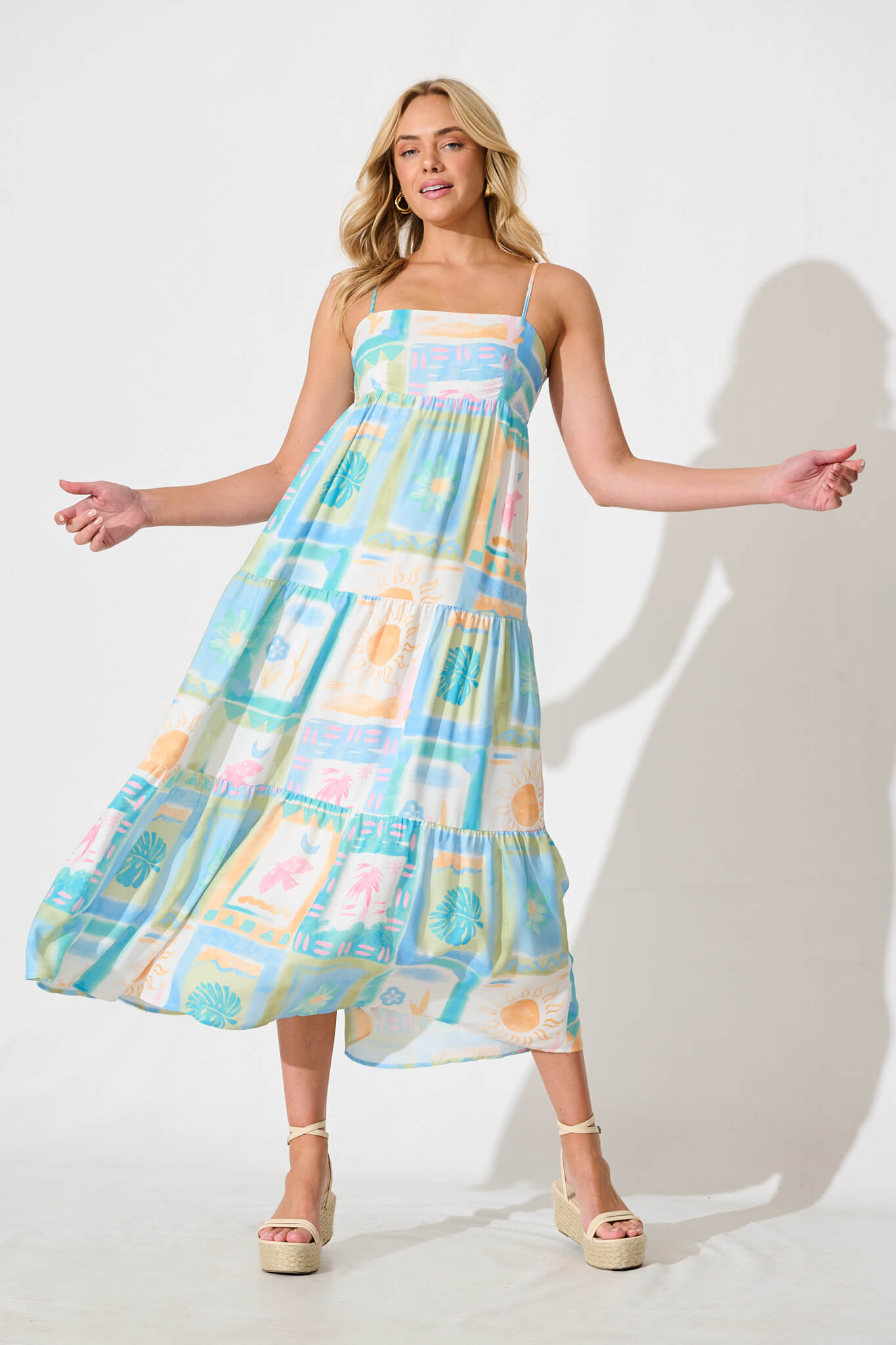 Lisette Maxi Dress In Bright Multi Patchwork