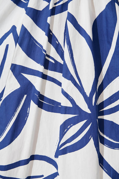 Liandra Maxi Sundress in Blue and White Cotton