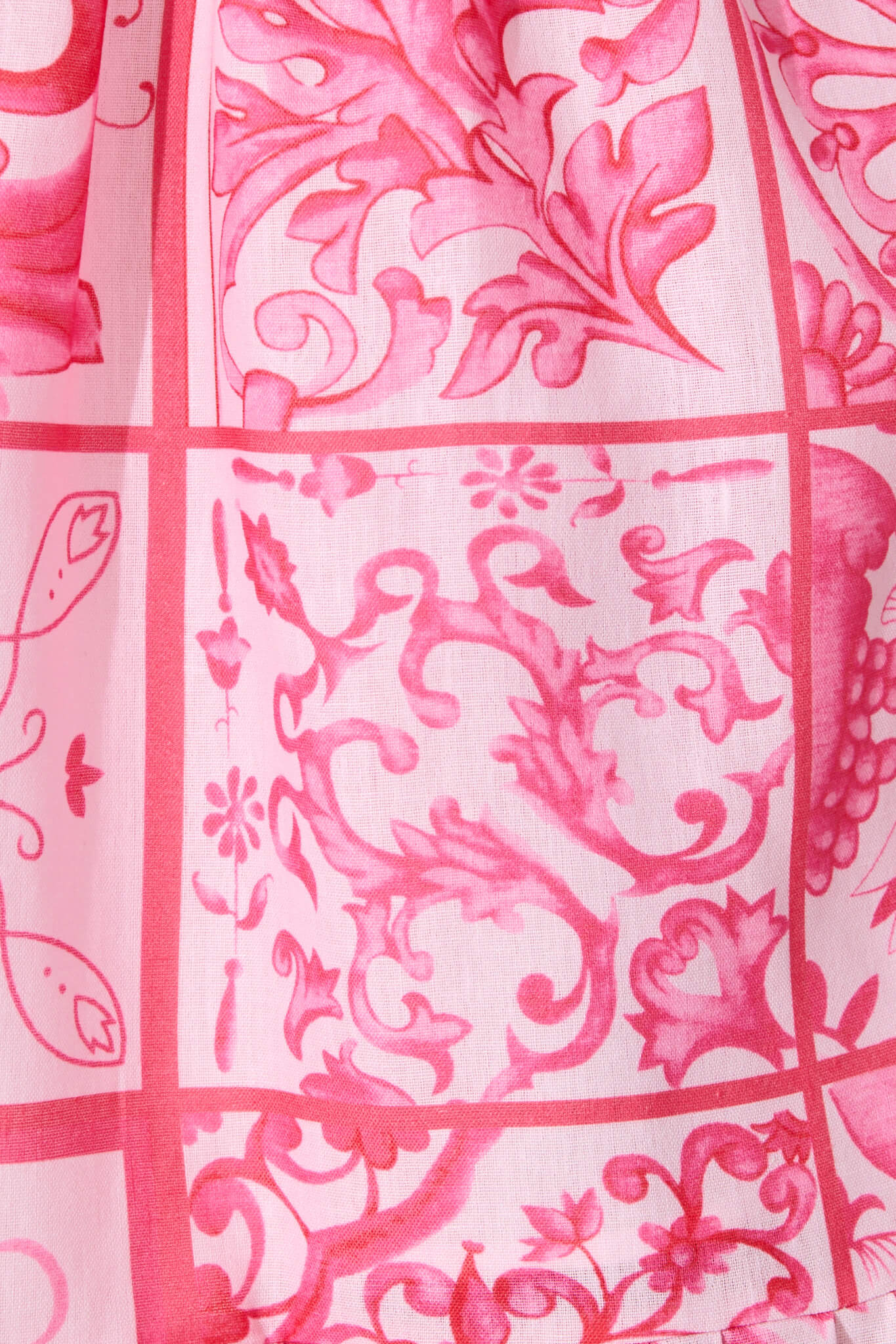 Katharena Maxi Shirt Dress in Pink and Red Tile Print